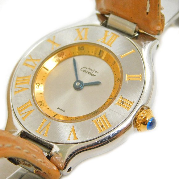 Rare! Cartier Caramel Strap Gold Plated Watch main image 6